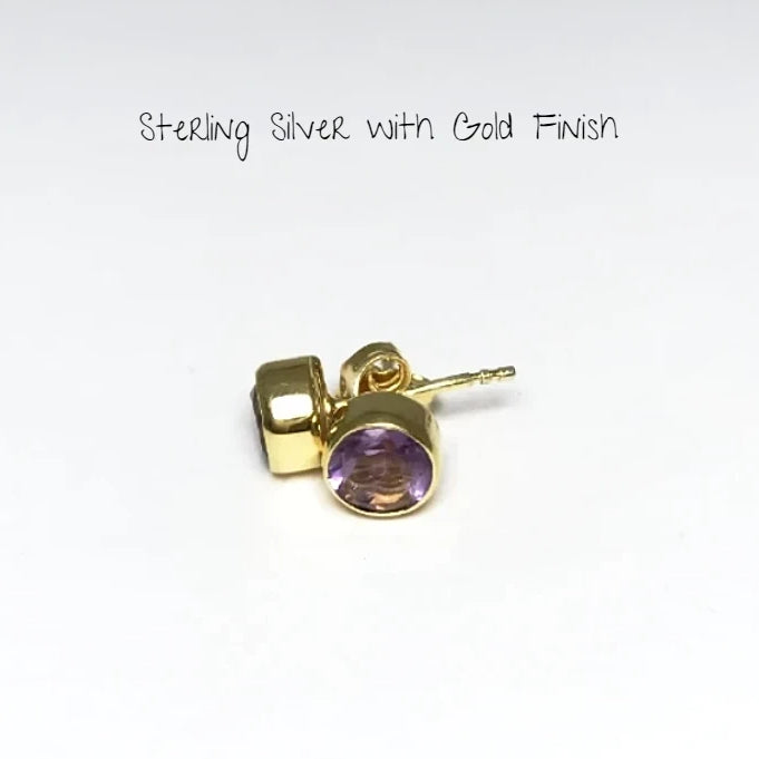 Gold amethyst stud earrings hotsell