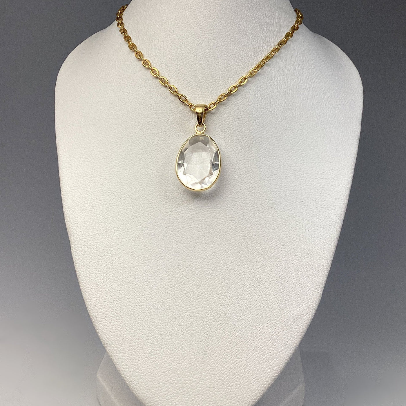 Clear quartz on sale gold necklace