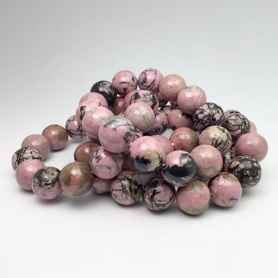 Rhodonite - Pink and Black Beaded Bracelet
