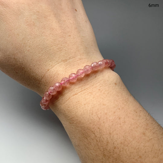 Strawberry Quartz Faceted Beaded Bracelet - Rocks and Gems Canada