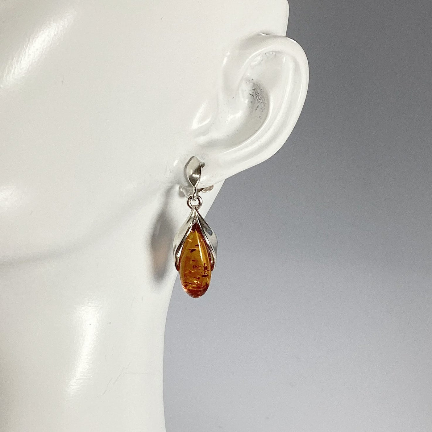 Cognac Amber Stud Earrings