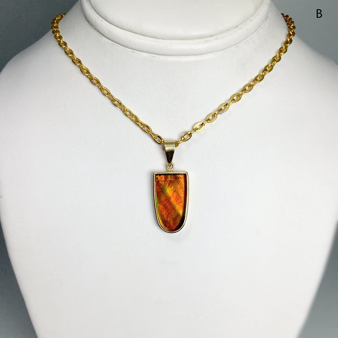 Alberta Ammolite 14K Gold Pendant - Rocks and Gems Canada