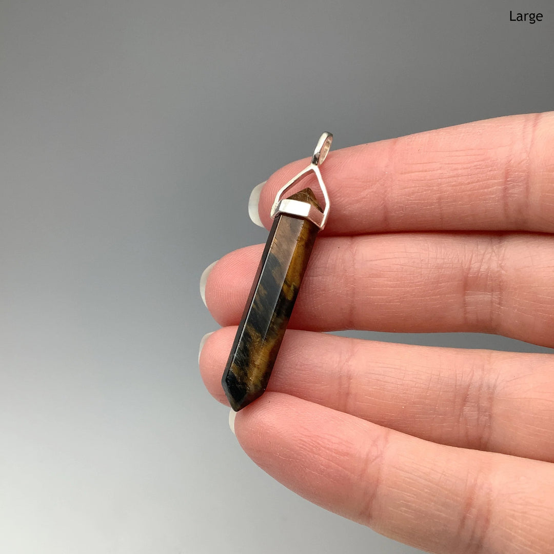 Blue Gold Tiger Eye Double Terminated Point Pendant - Rocks and Gems Canada