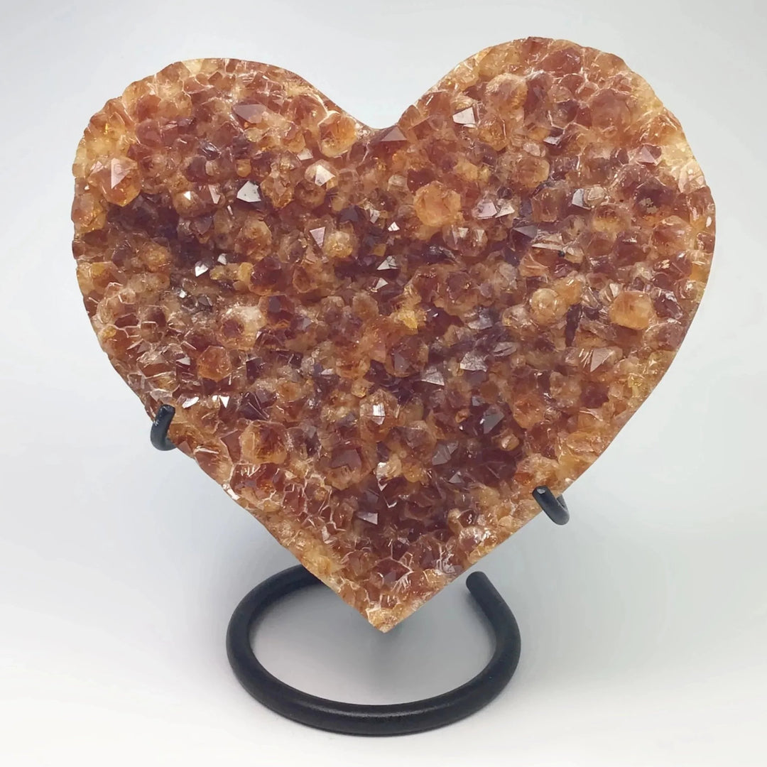 Citrine Druze Cluster Heart On Stand - Rocks and Gems Canada