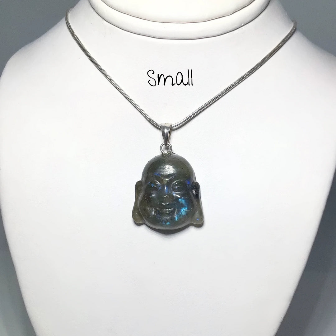 Labradorite Happy Buddha Head Pendant - Rocks and Gems Canada