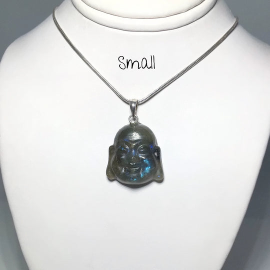 Labradorite Happy Buddha Head Pendant - Rocks and Gems Canada