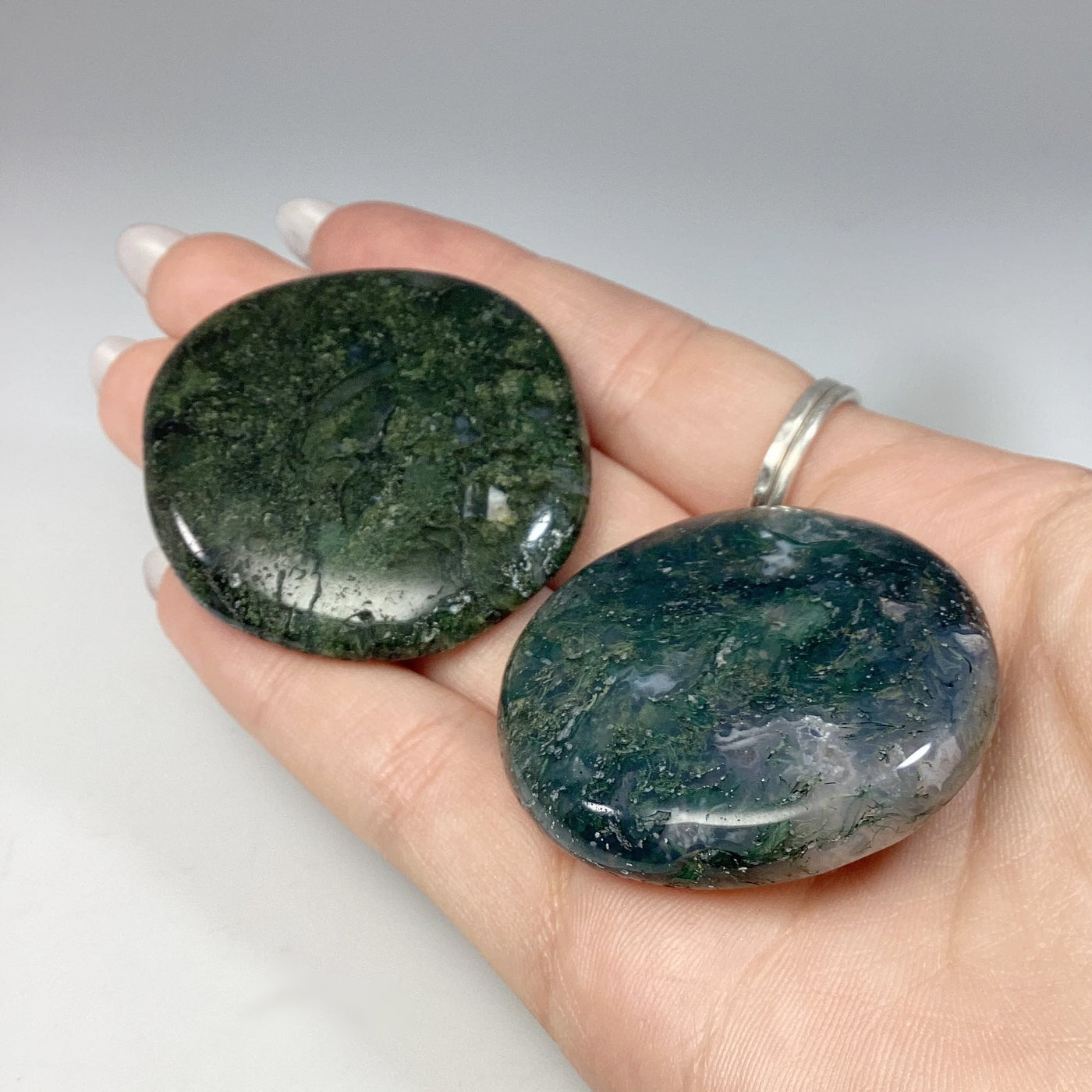 Moss Agate Touch Stone at $35 Each