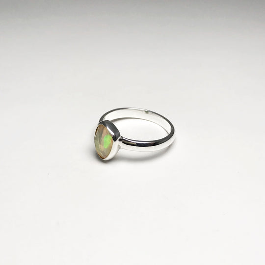Freeform Faceted Ethiopian Fire Opal Ring - Rocks and Gems Canada