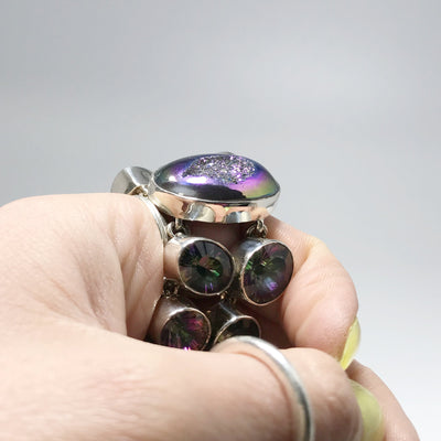Mystic Topaz and Druzy Necklace and Earrings Set