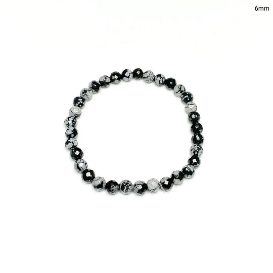 Snowflake Obsidian Faceted Beaded Bracelet - Rocks and Gems Canada