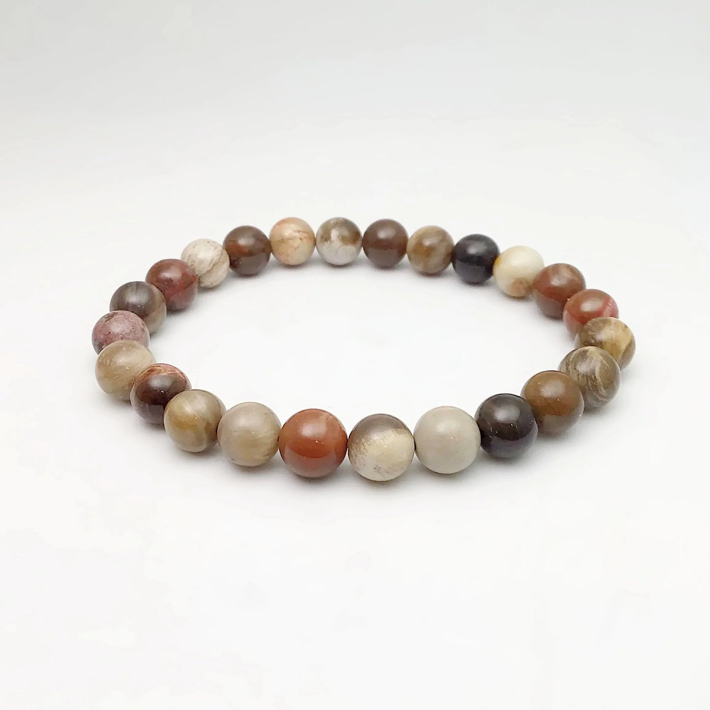 Petrified Wood - Red Araucaria Beaded Bracelet