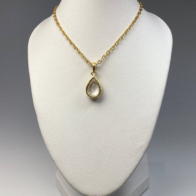 Clear Quartz Gold Finish Pendant