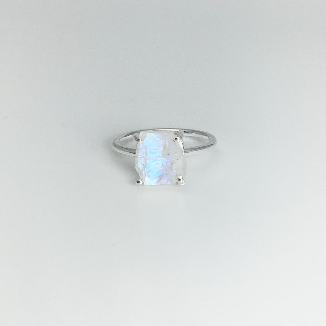 Raw Rainbow Moonstone Ring - Rocks and Gems Canada