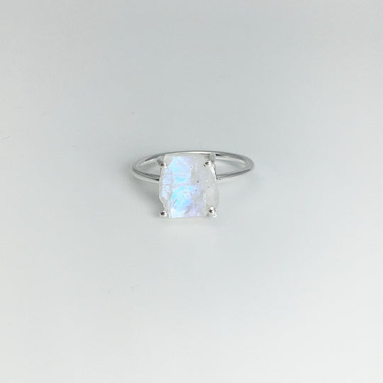 Raw Rainbow Moonstone Ring - Rocks and Gems Canada