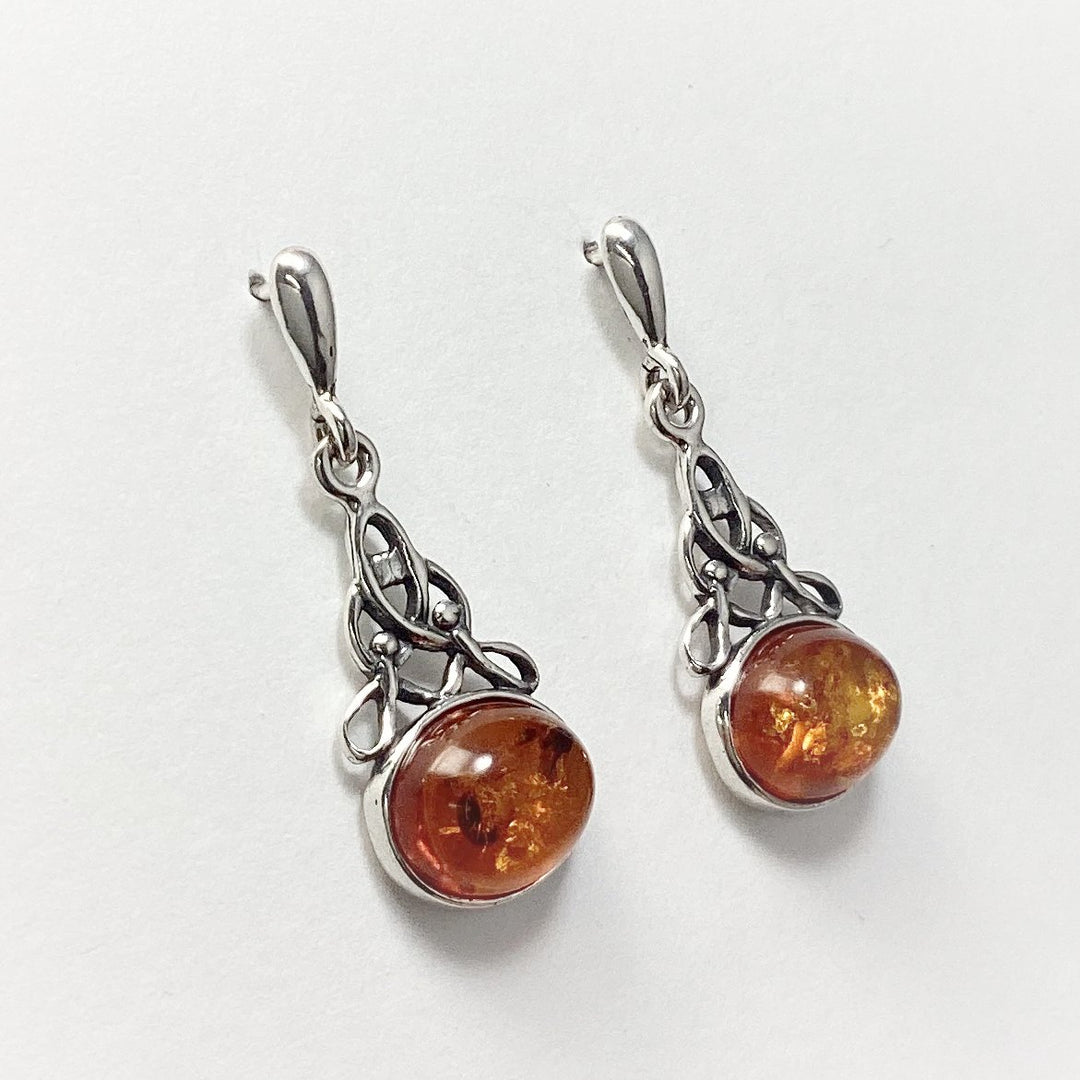 Cognac Amber Stud Earrings - Rocks and Gems Canada