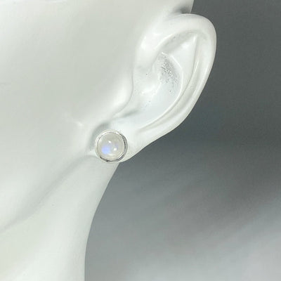 Rainbow Moonstone Stud Earrings