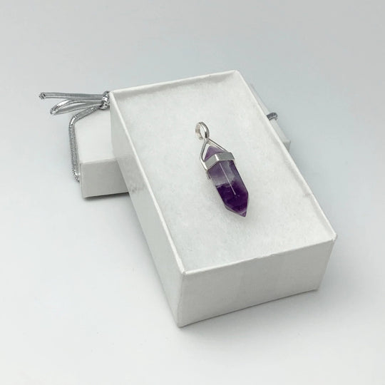 Chevron Amethyst Double Terminated Point Pendant - Rocks and Gems Canada