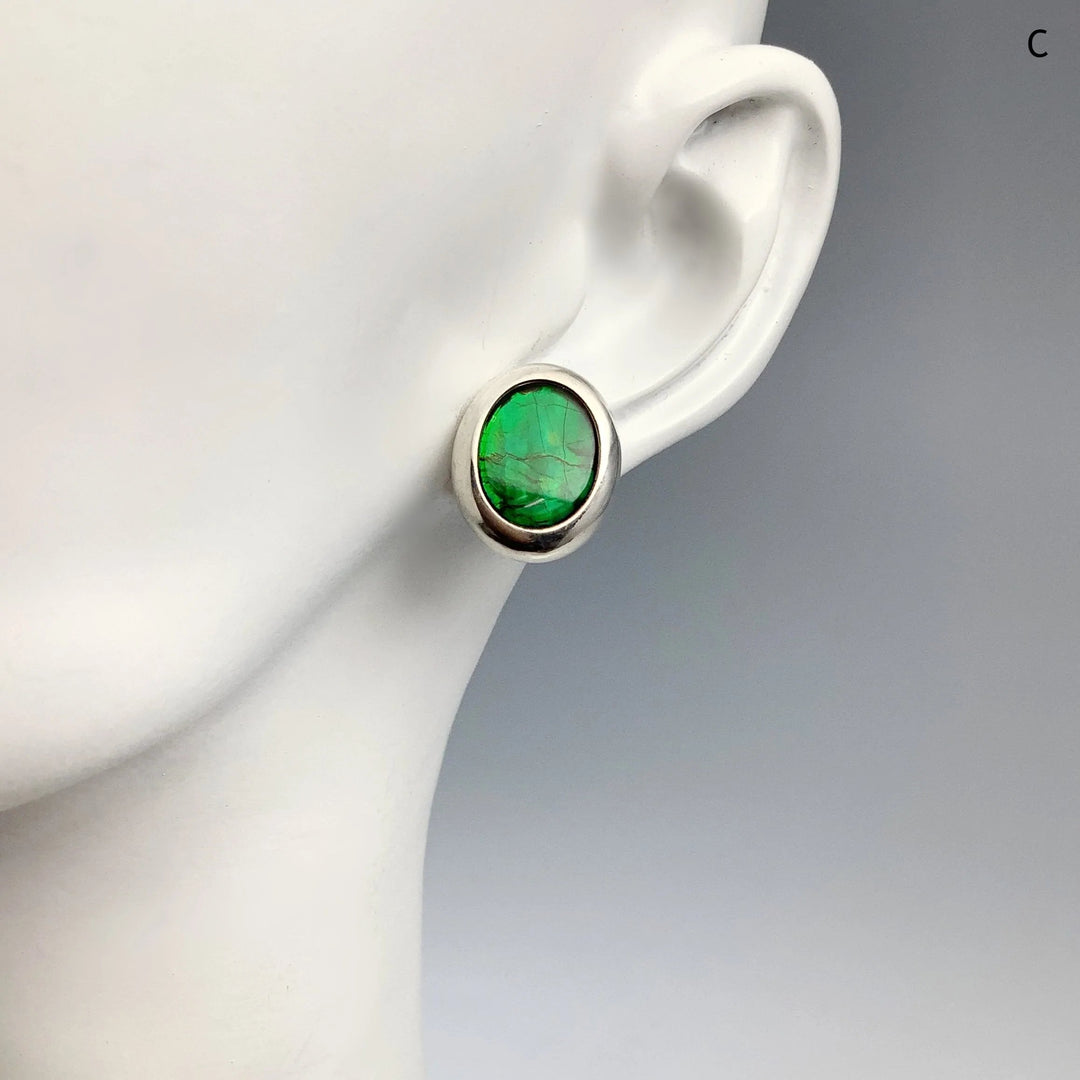 Alberta Ammolite Stud Earrings - Rocks and Gems Canada