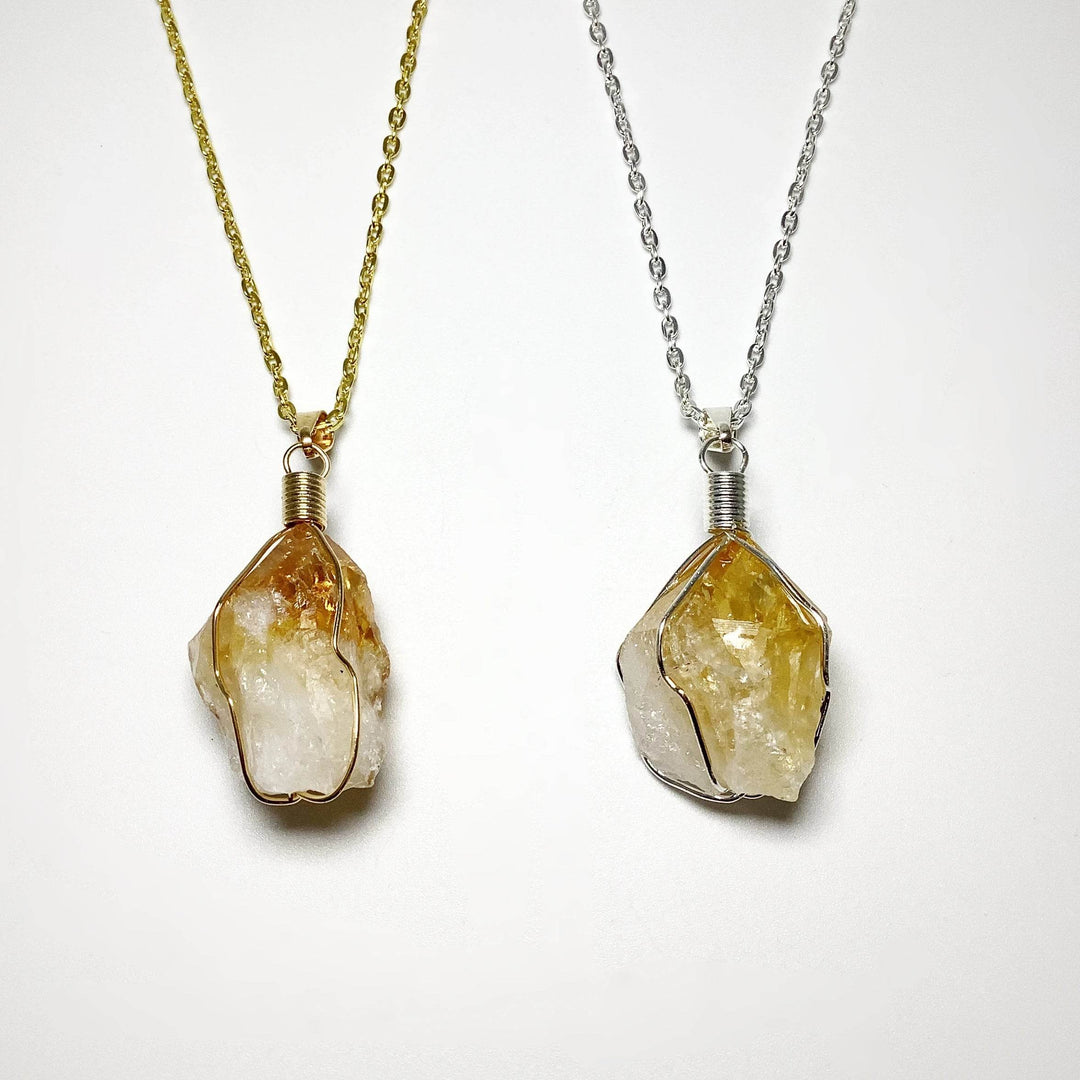 Wire Wrapped Citrine Necklace - Rocks and Gems Canada