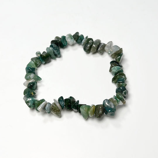 Moss Agate Chip Beaded Bracelet - Rocks and Gems Canada