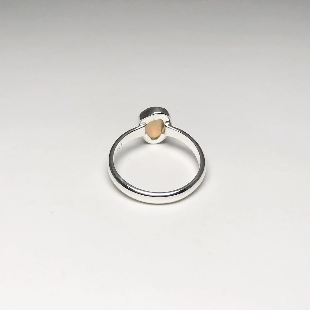 Freeform Faceted Ethiopian Fire Opal Ring - Rocks and Gems Canada