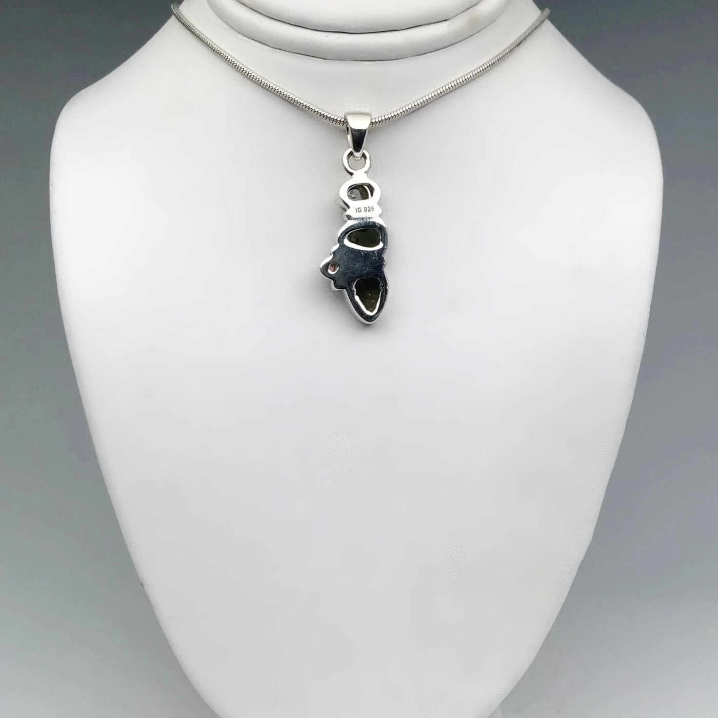 Moldavite and Pink Tourmaline Pendant