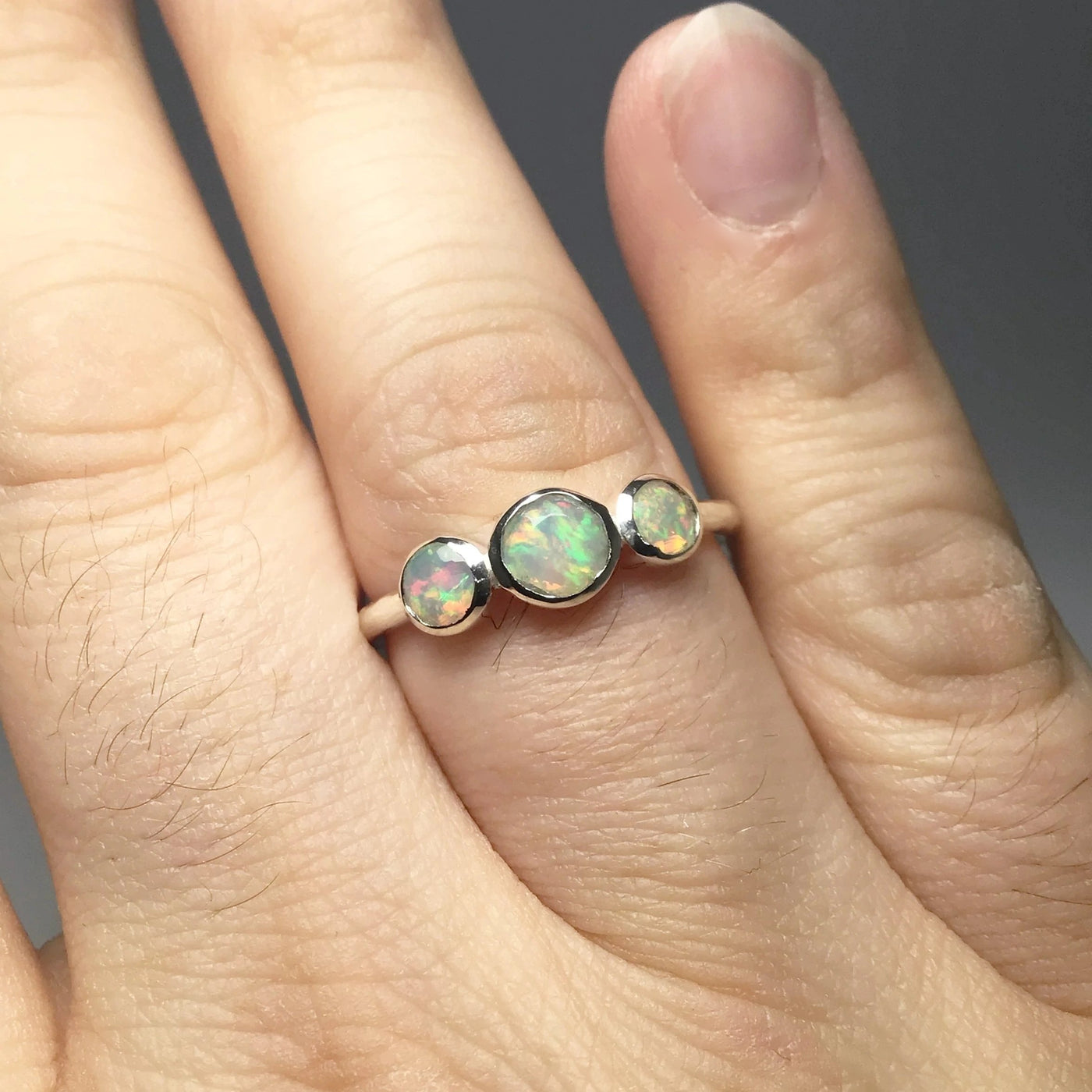 Faceted Ethiopian Fire Opal Ring