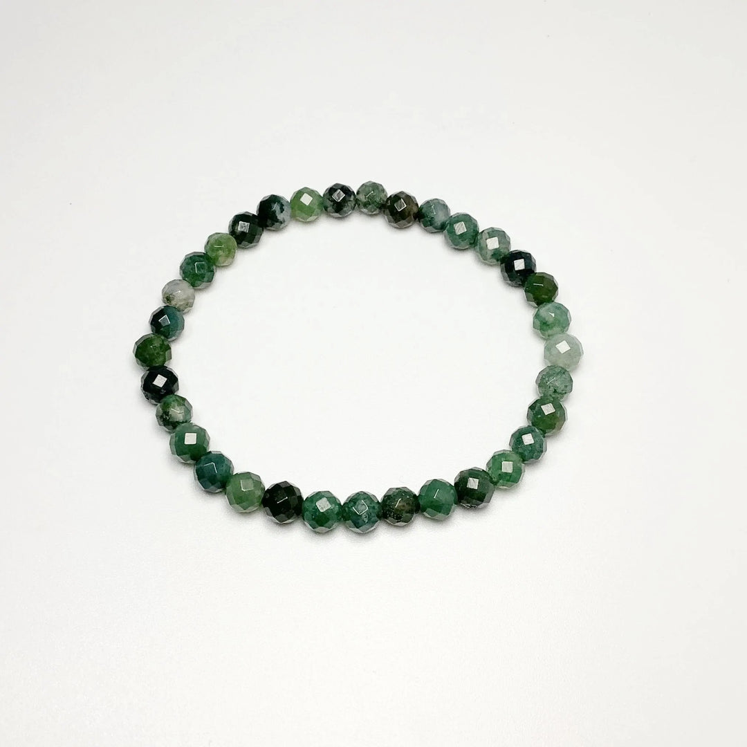 Moss Agate Faceted Beaded Bracelet - Rocks and Gems Canada