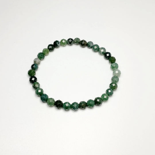 Moss Agate Faceted Beaded Bracelet - Rocks and Gems Canada
