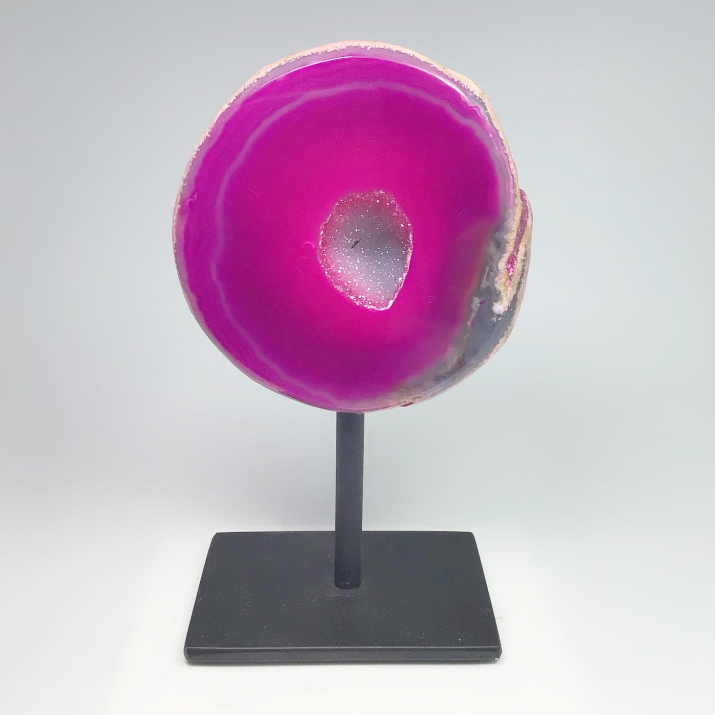 Pink Agate Geode on Stand