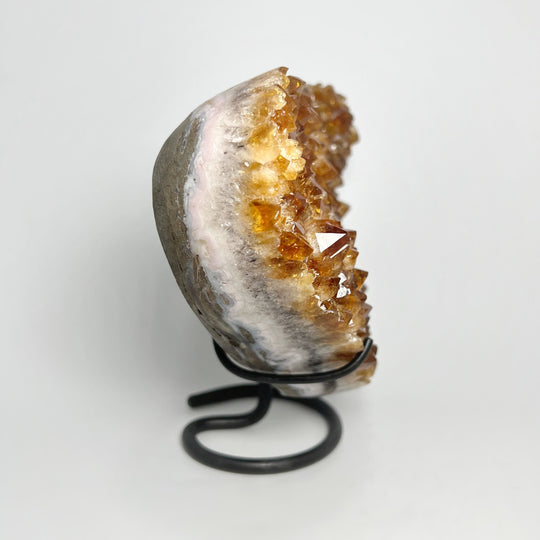 Citrine Druze Cluster Heart On Stand - Rocks and Gems Canada