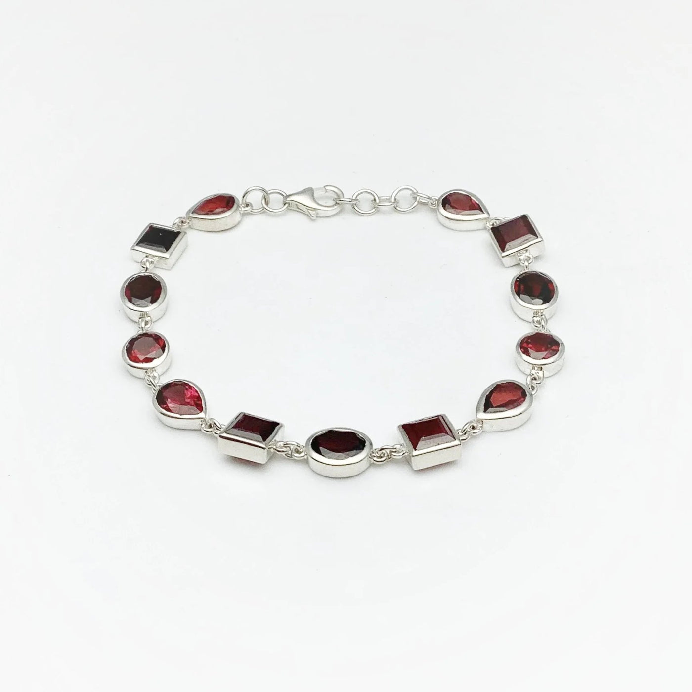 Garnet Sterling Silver Bracelet