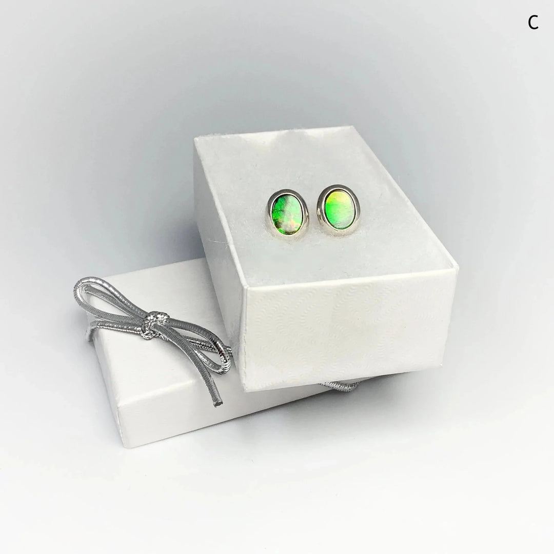 Alberta Ammolite Stud Earrings - Rocks and Gems Canada