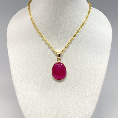 Pink Jade Gold Finish Pendant