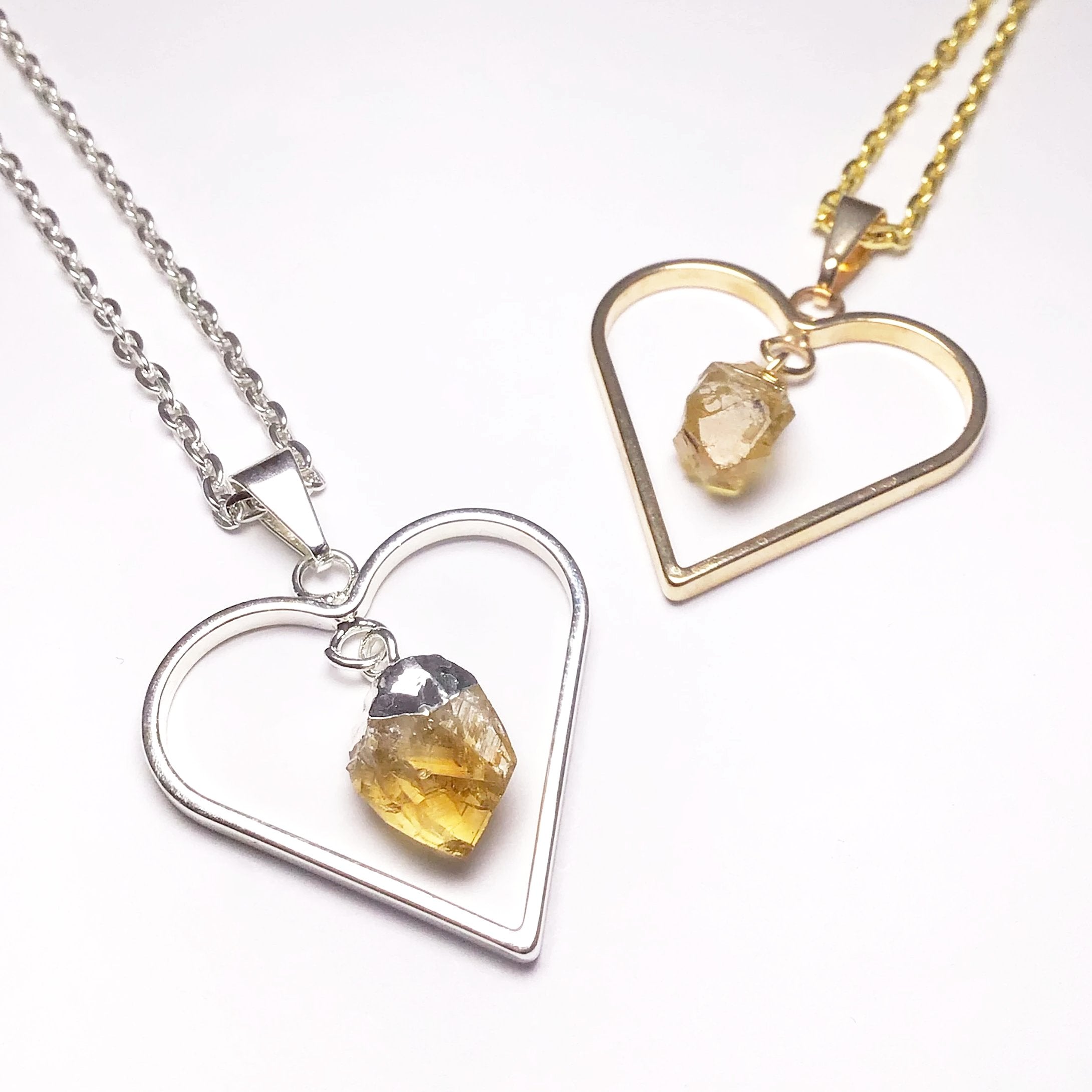 Heart Necklace with Citrine - Rocks and Gems Canada