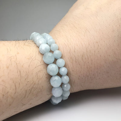 Aquamarine Faceted Beaded Bracelet