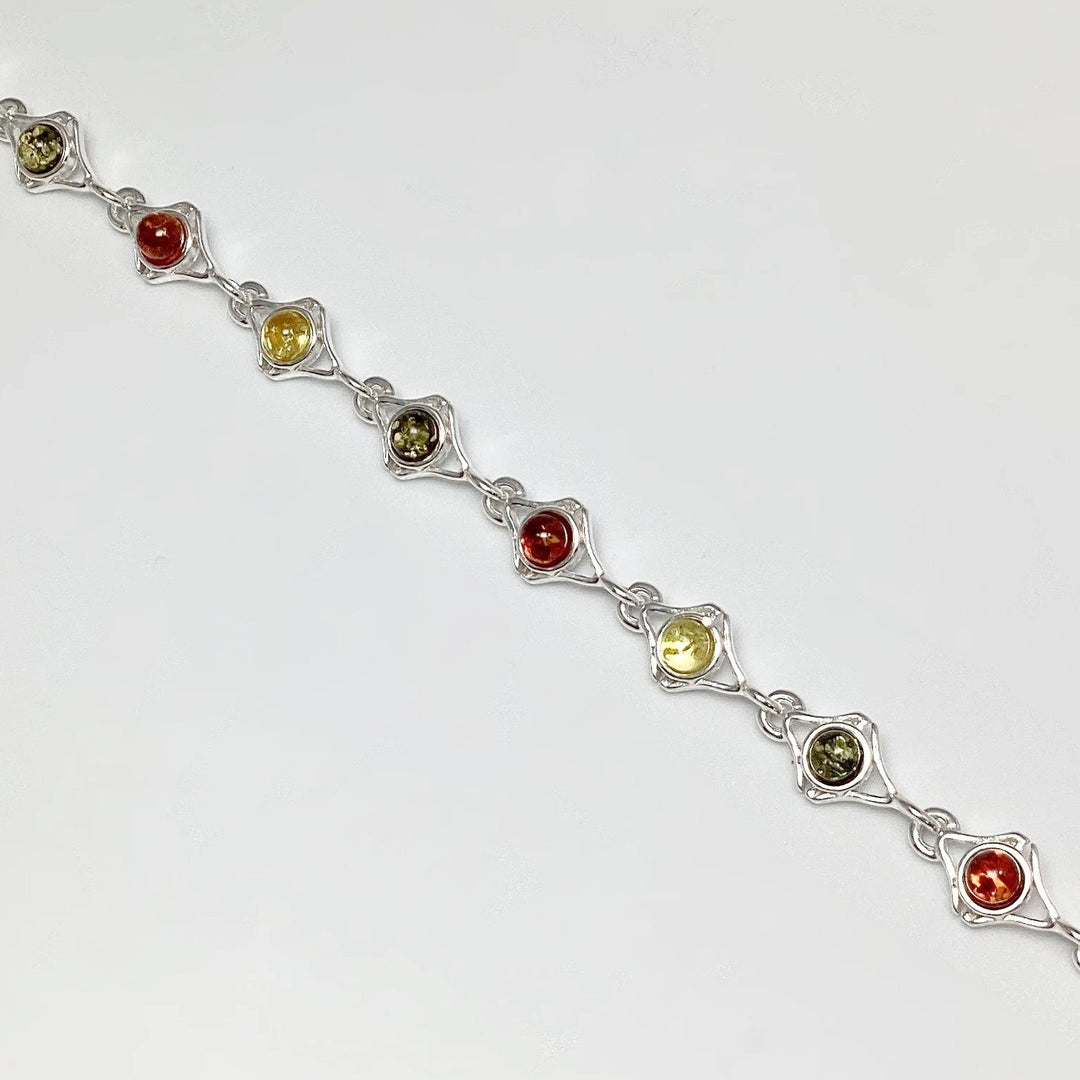 Mixed Amber Sterling Silver Bracelet - Rocks and Gems Canada