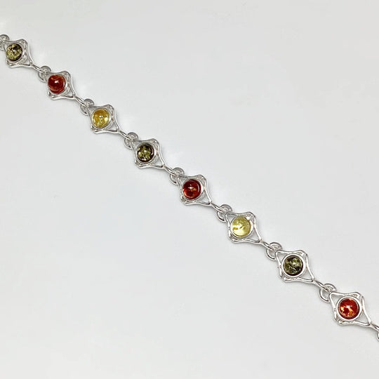 Mixed Amber Sterling Silver Bracelet - Rocks and Gems Canada