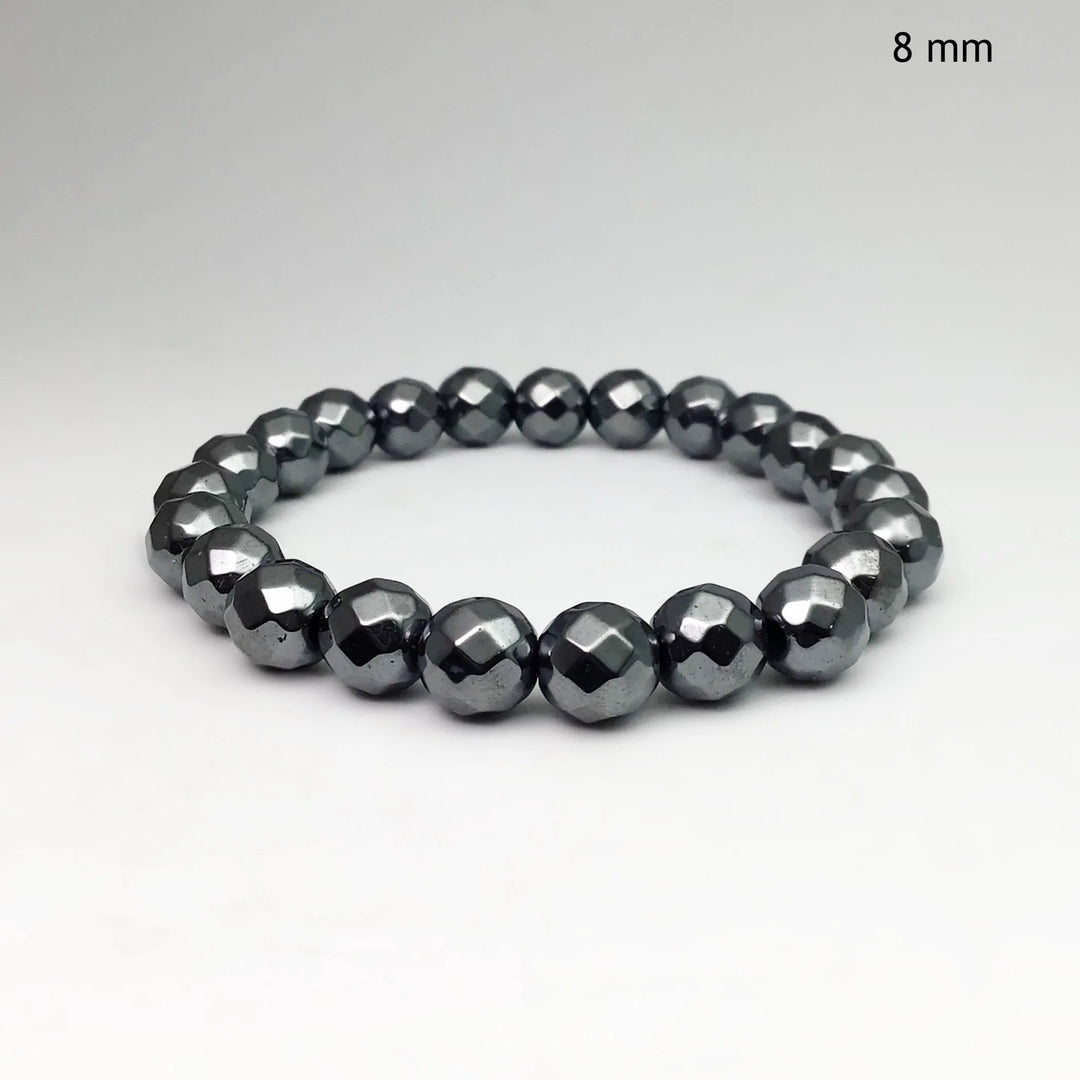 Hematite Faceted Beaded Bracelet - Rocks and Gems Canada