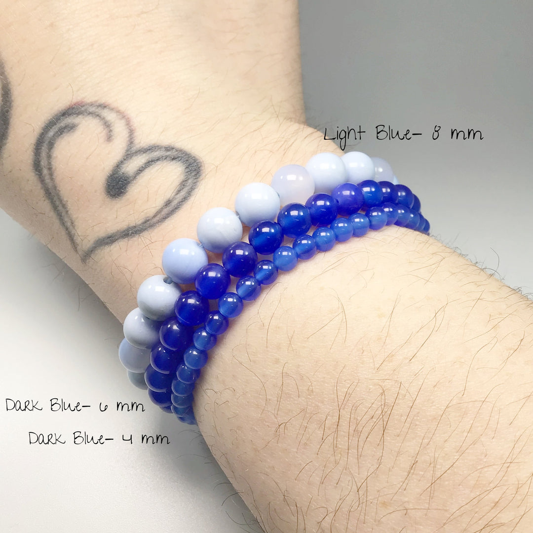 Blue Agate Beaded Bracelet - Rocks and Gems Canada
