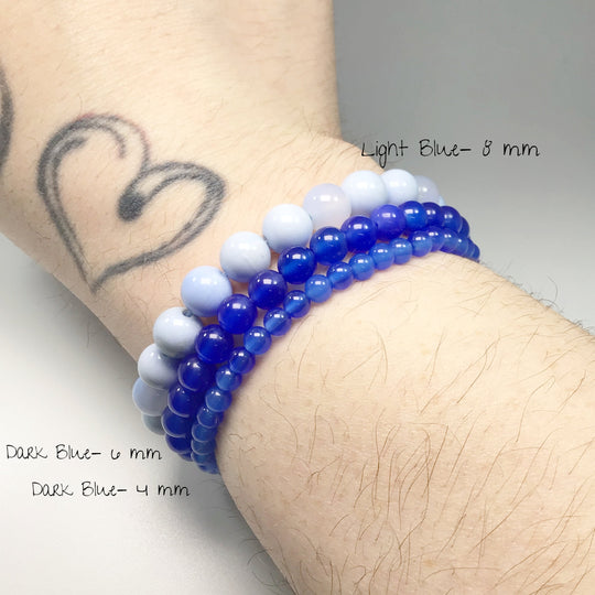 Blue Agate Beaded Bracelet - Rocks and Gems Canada