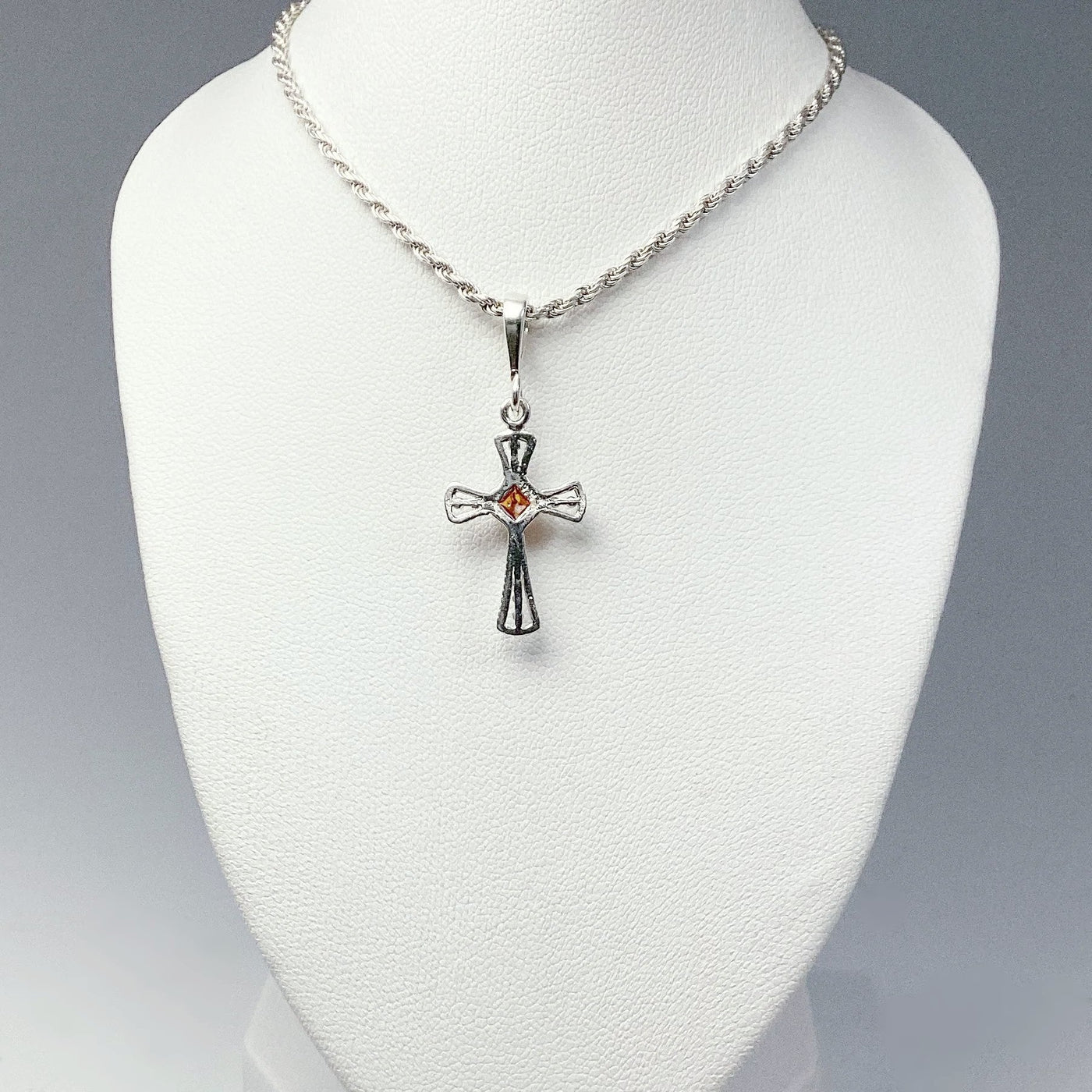 Cognac Amber Cross Pendant