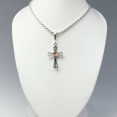 Cognac Amber Cross Pendant