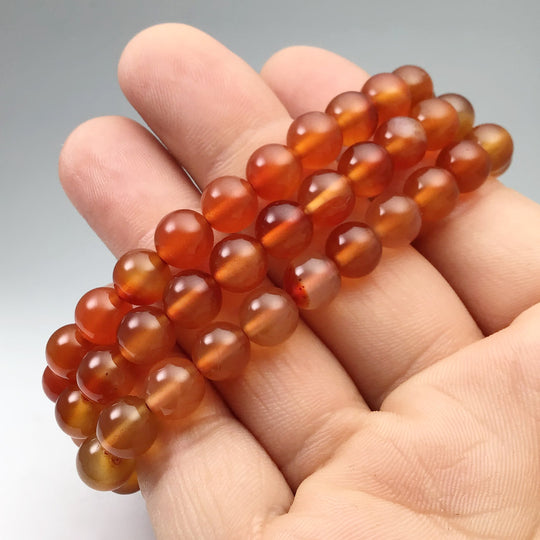 Light Carnelian Agate Beaded Bracelet - 8mm - Rocks and Gems Canada