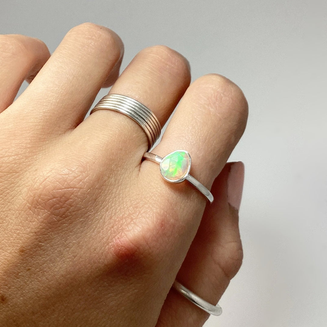Faceted Ethiopian Fire Opal Ring - Rocks and Gems Canada