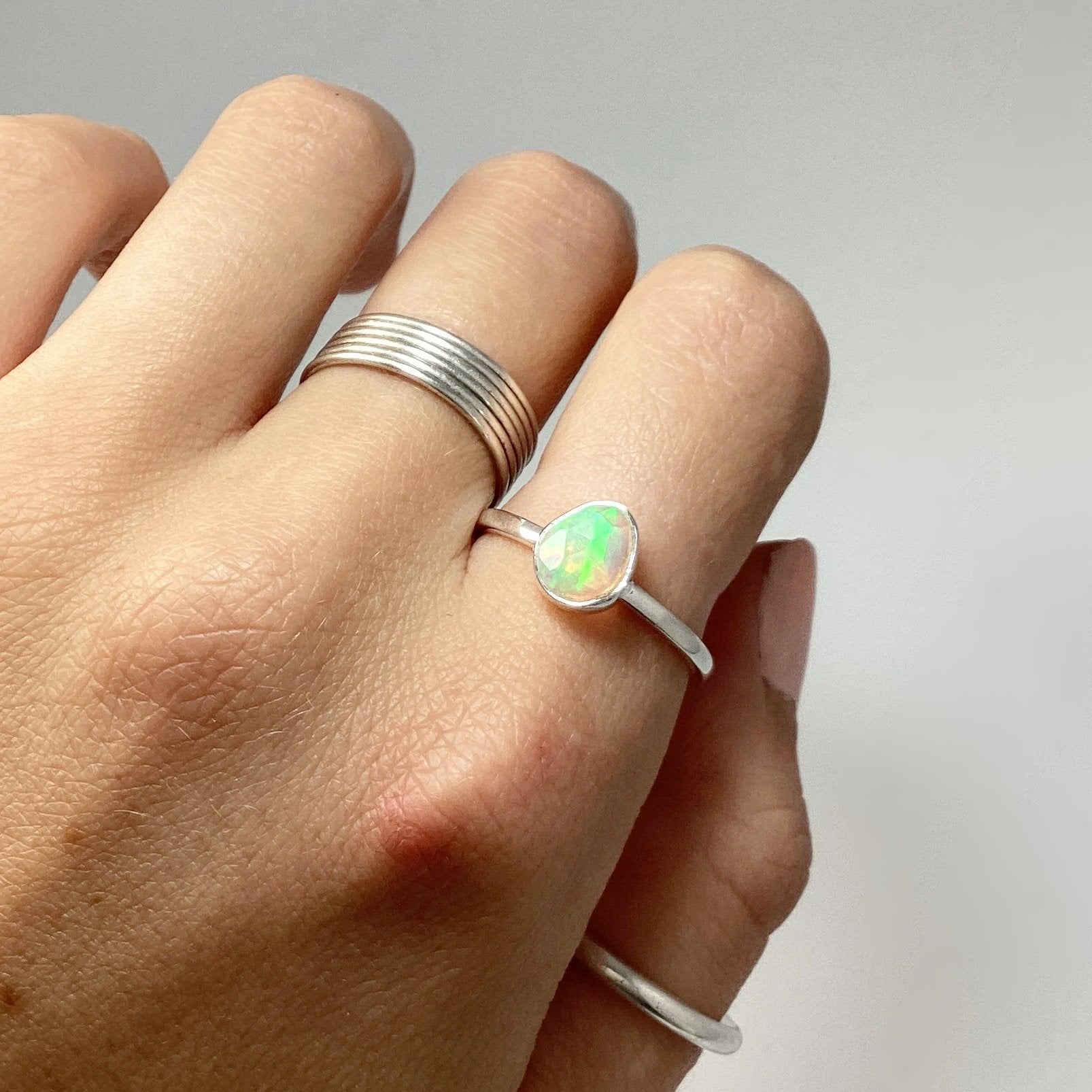 Faceted Ethiopian Fire Opal Ring - Rocks and Gems Canada