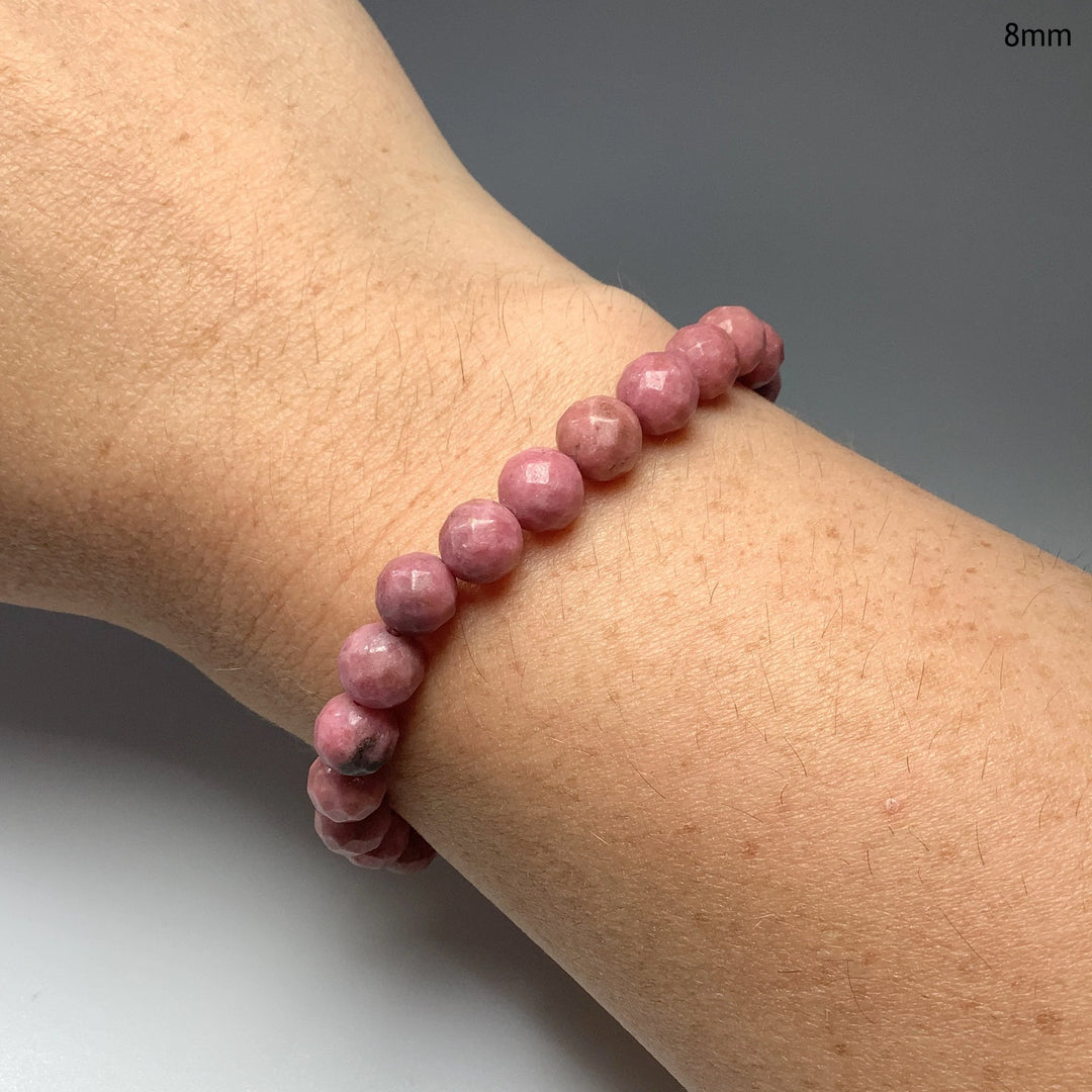 Pink Rhodonite Faceted Beaded Bracelet - Rocks and Gems Canada