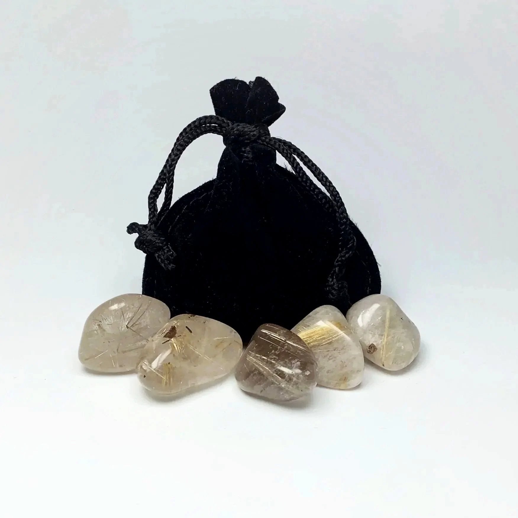 Rutilated Quartz Small Tumbles Pouch - Rocks and Gems Canada