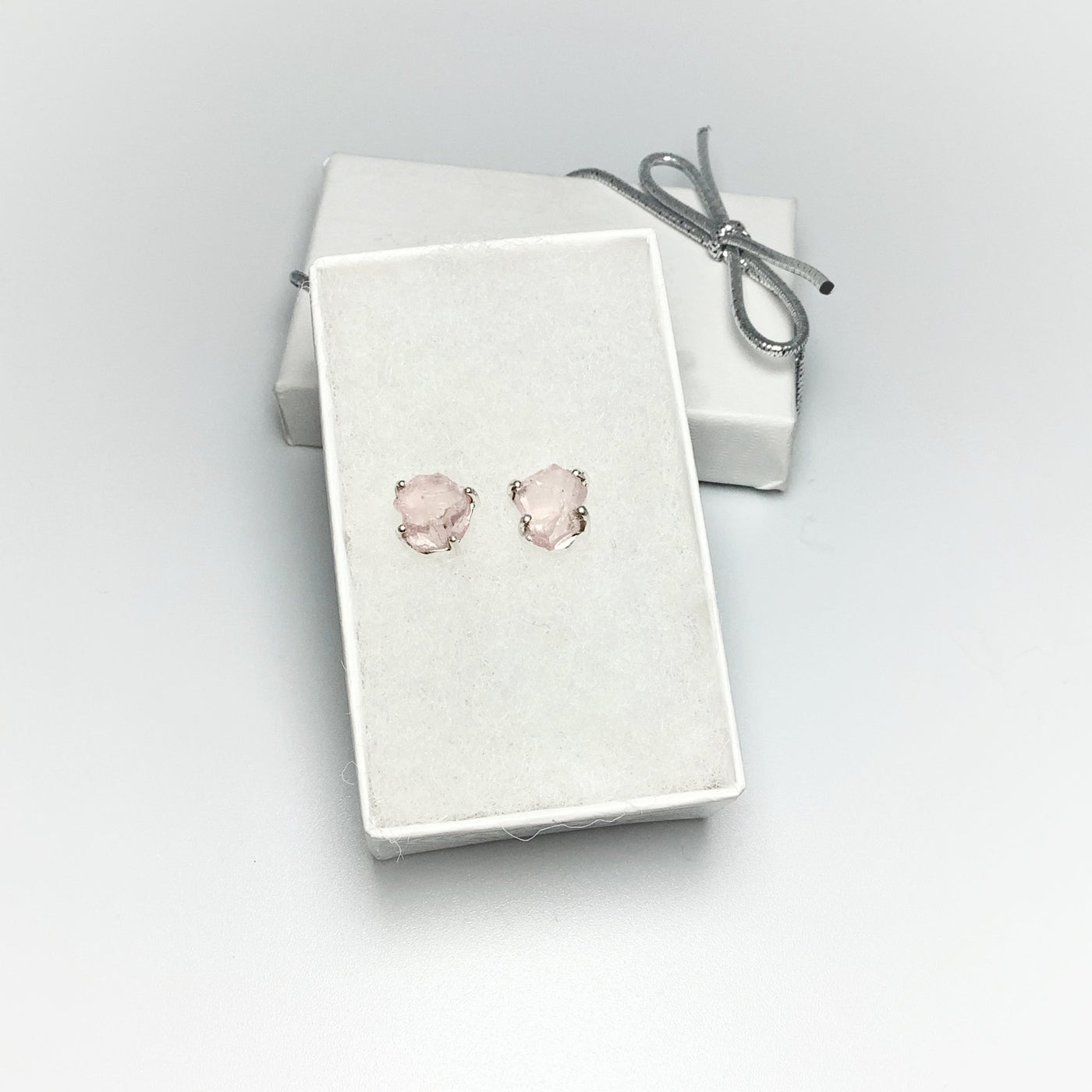 Raw Rose Quartz Stud Earrings