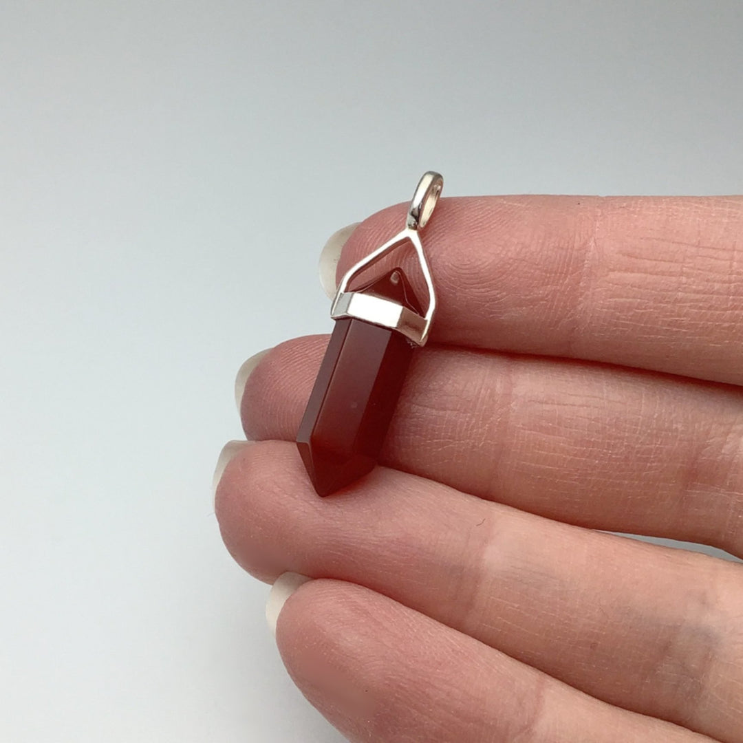 Carnelian Agate Double Terminated Point Pendant - Rocks and Gems Canada